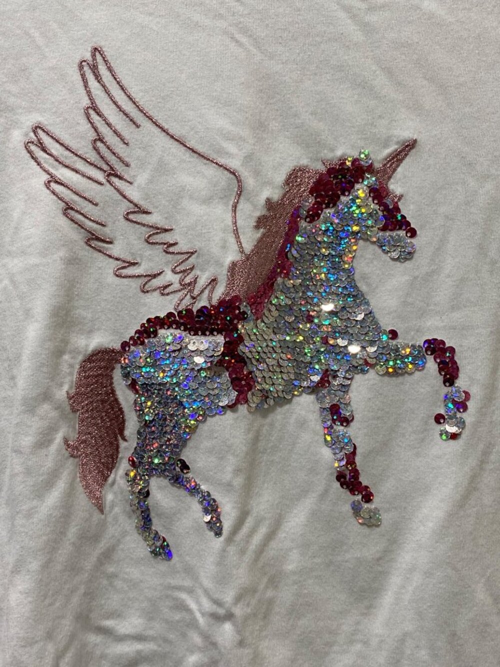 Members Mark Girls White Tee With Sequin Unicorn Design Size 14/16 - Picture 3 of 7